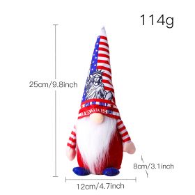 Independence Day Liberty Rudolph Doll Fan Flag American National Day Goddess Statue Hat Faceless Doll Outdoor Festive Decoration (Height: 11cm-30cm, Color: 01)